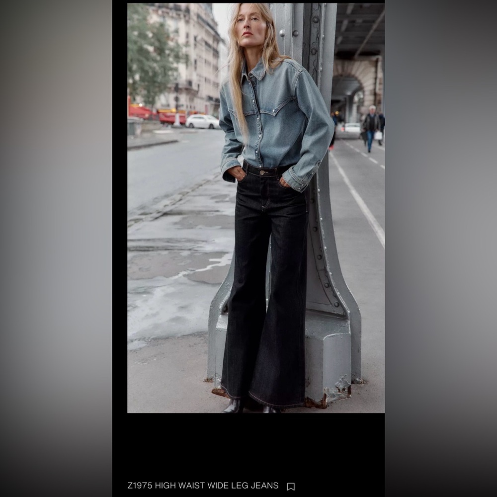 Zara Black High-Waist Wide-Leg Jeans